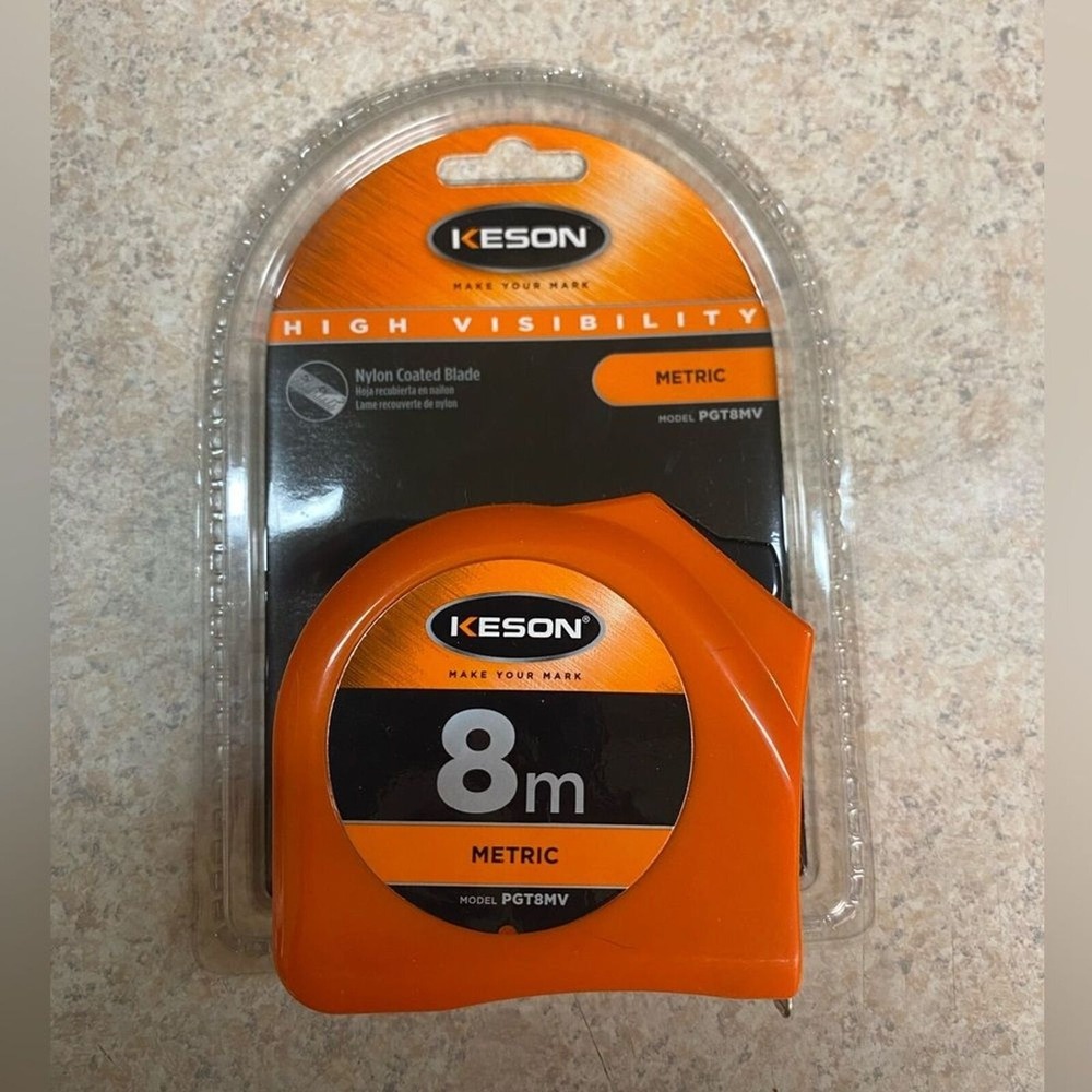 Keson PGT8MV 8m Tape Measure, METRIC, Easy To Read, Heavy Duty, Belt Clip, Lock‎